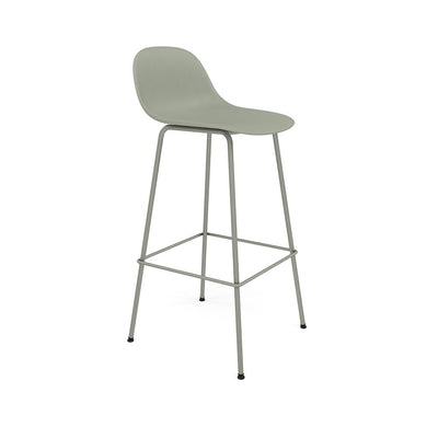 muuto fiber bar stool tube base 75cm with backrest. Available at someday designs. #colour_dusty-green