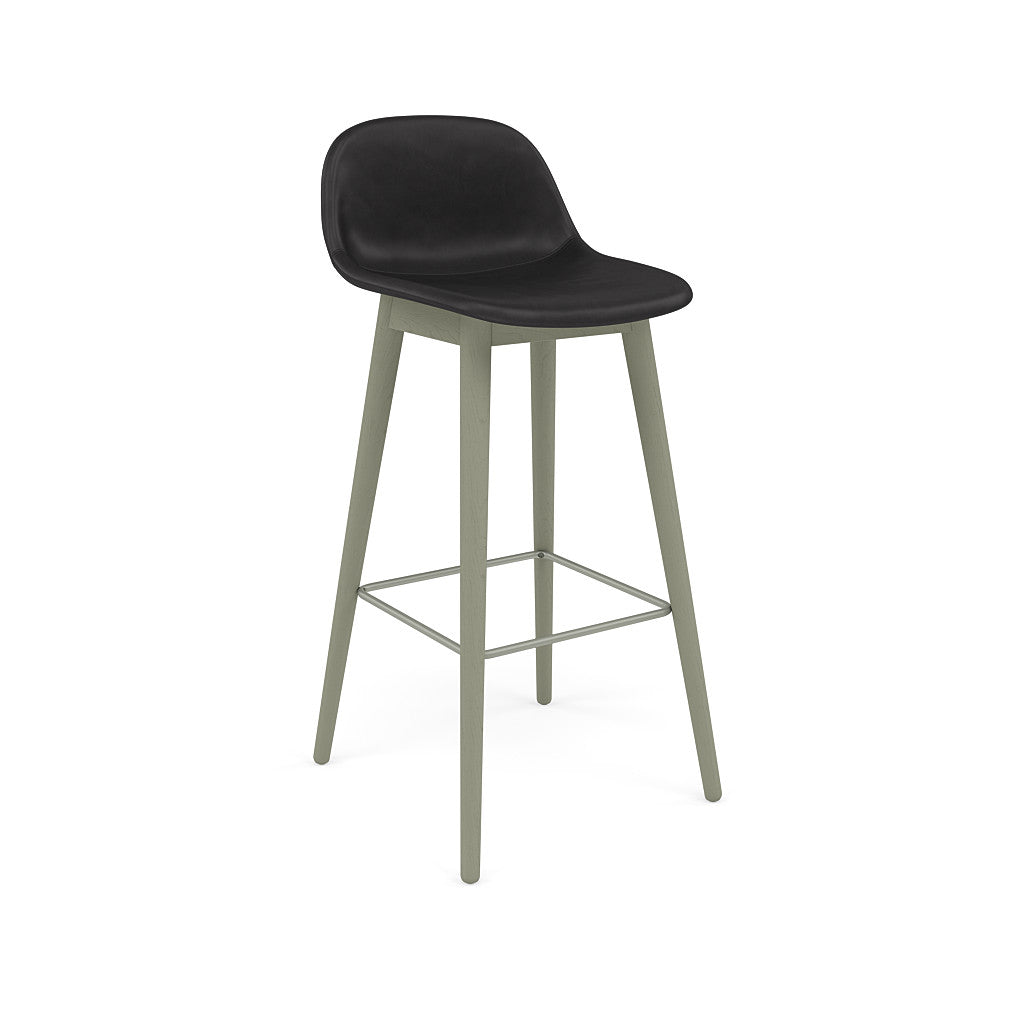 muuto fiber bar stool wood base, available at someday designs. #colour_black-refine-leather