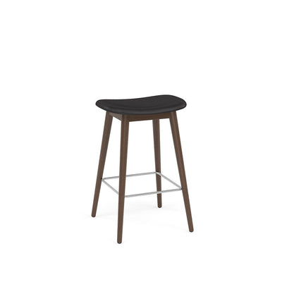 muuto fiber bar stool wood base refine black leather available at someday designs. #colour_black-refine-leather