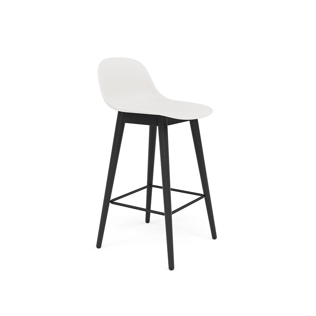 muuto fiber counter stool with back rest and wood base, available at someday designs #colour_white