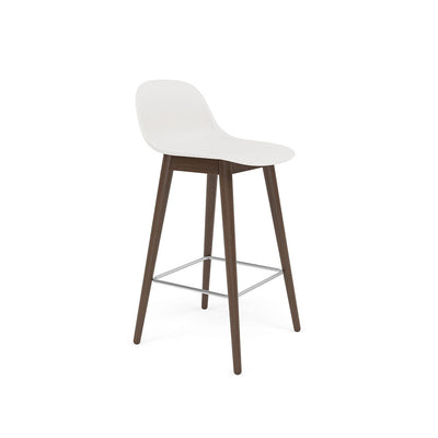 fiber counter stool with backrest, stained dark brown legs. #colour_white