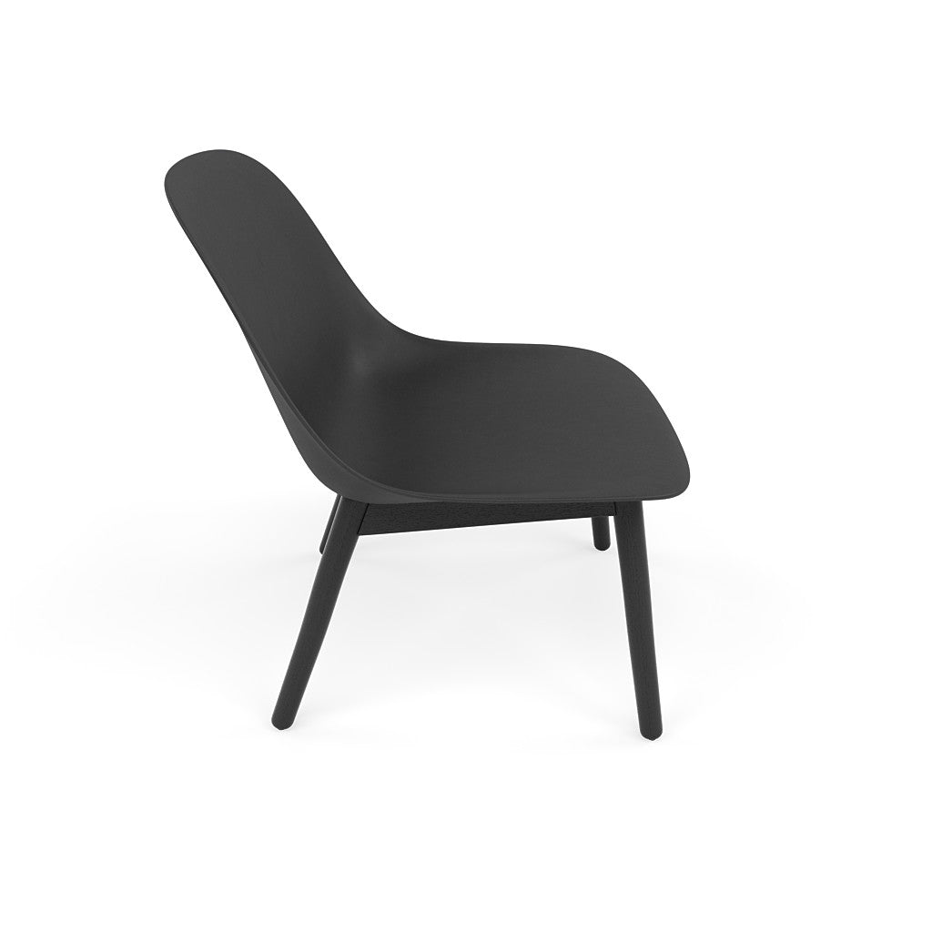 muuto fiber lounge chair with black seat and wood base available from someday designs. #colour_black