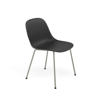 Muuto Fiber Side Chair Tube Base, black seat and dusty green legs. Available from someday designs . #colour_black