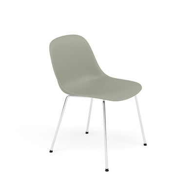 Muuto Fiber Side Chair Tube Base, dusty green seat and  chrome legs. Available from someday designs . #colour_dusty-green