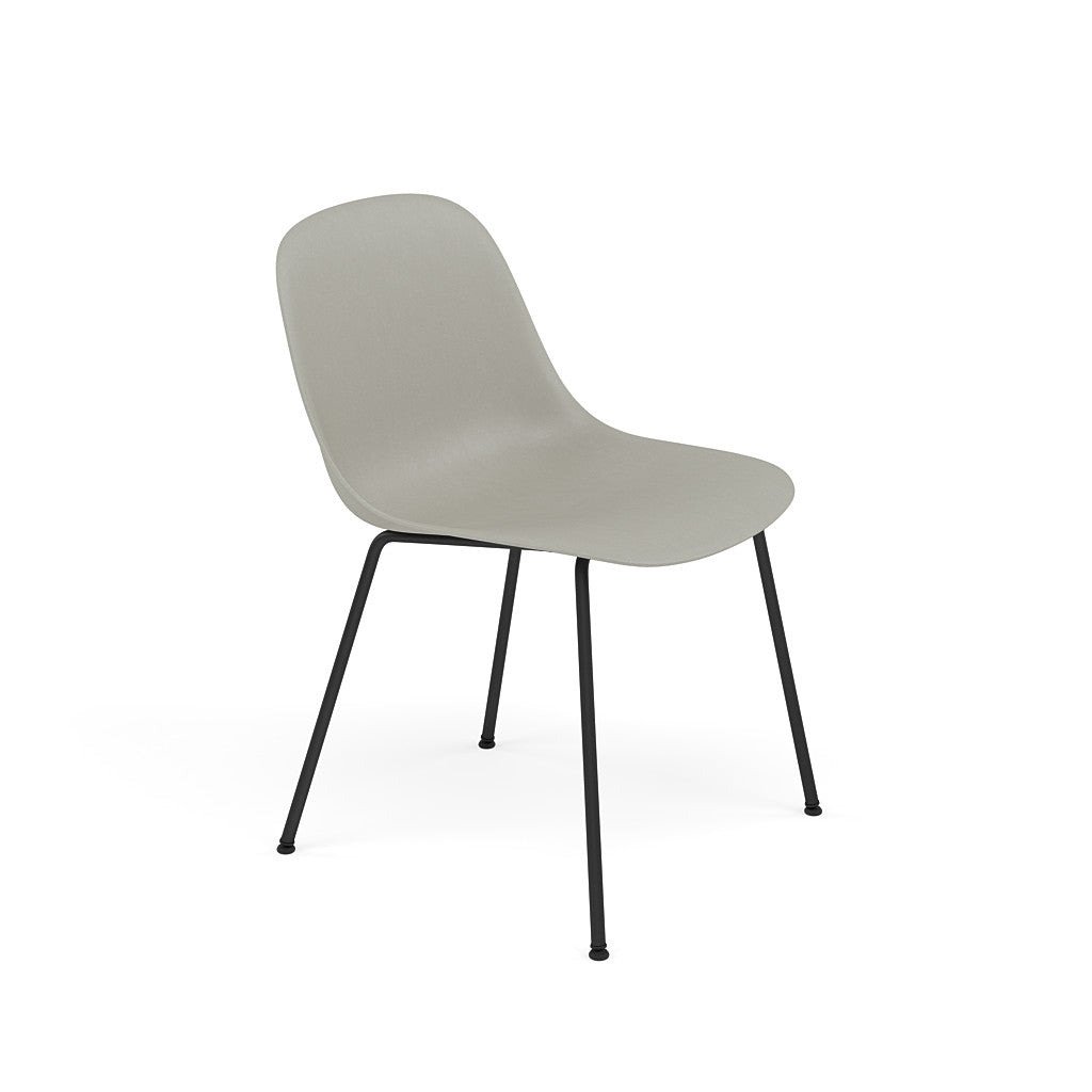Muuto Fiber Side Chair Tube Base, grey seat and black legs. Available from someday designs . #colour_grey