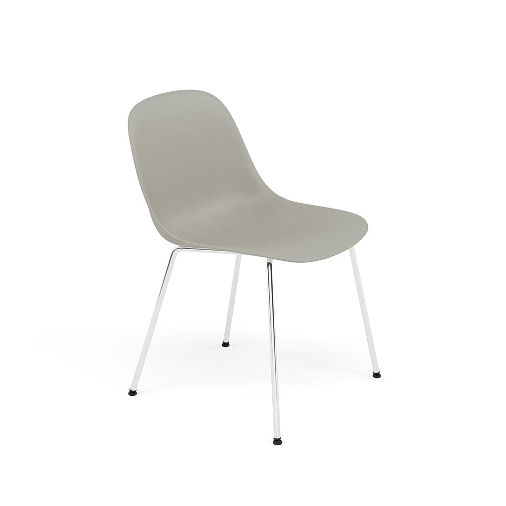 Muuto Fiber Side Chair Tube Base, grey seat and chrome legs. Available from someday designs . #colour_grey