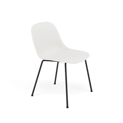 Muuto Fiber Side Chair Tube Base, white seat and black legs. Available from someday designs. #colour_white