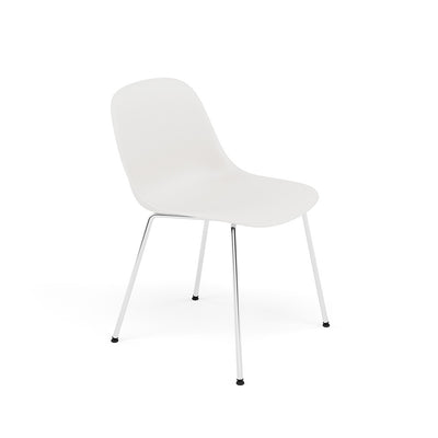 Muuto Fiber Side Chair Tube Base, white seat and chrome legs. Available from someday designs. #colour_white