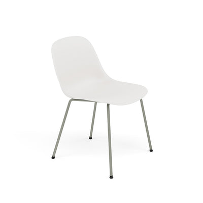 Muuto Fiber Side Chair Tube Base, white seat and grey legs. Available from someday designs. #colour_white