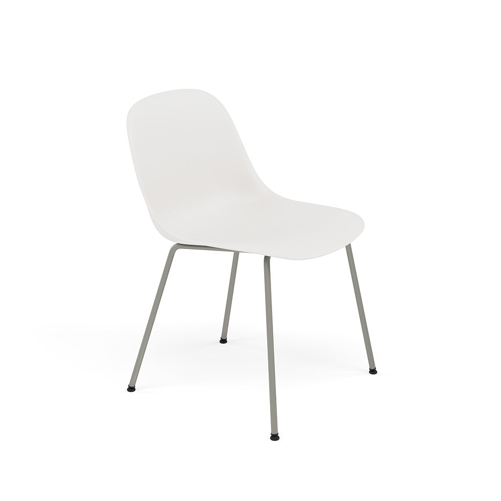 Muuto Fiber Side Chair Tube Base, white seat and dusty green legs. Available from someday designs. #colour_white