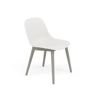 Muuto Fiber Side Chair Wood Base in white and grey legs, available from someday designs. #colour_white