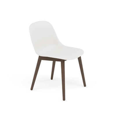 Muuto Fiber Side Chair Wood Base in white and stained dark brown legs, available from someday designs. #colour_white