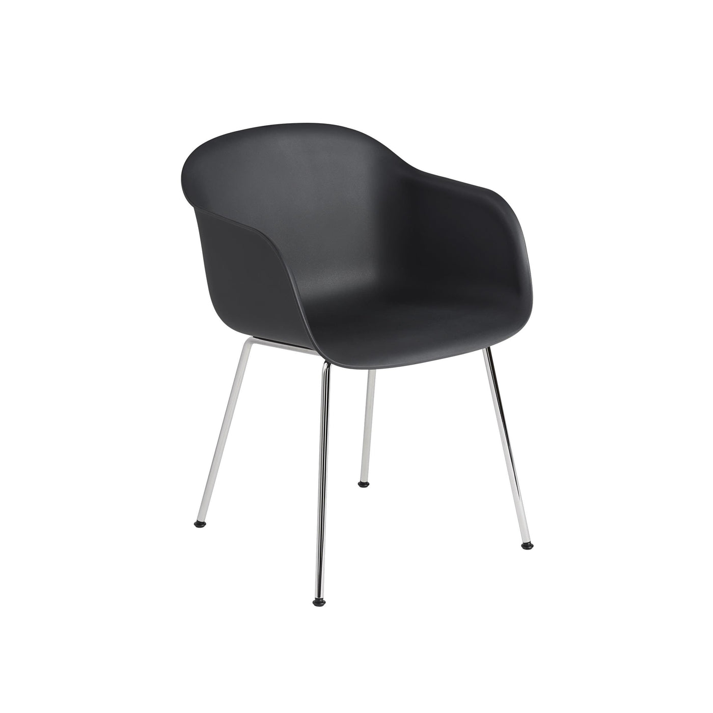 Muuto Fiber Armchair tube base in black with chrome legs. Made to order from someday designs. #colour_black