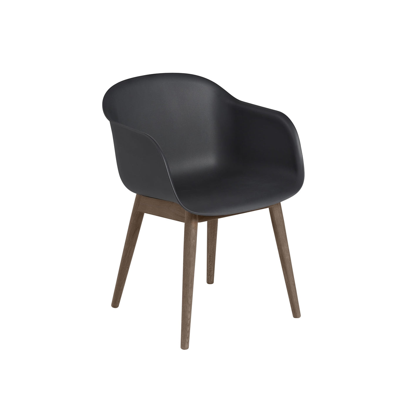 Muuto Fiber Armchair with wood stained dark brown base in black. Shop online at someday designs. #colour_black