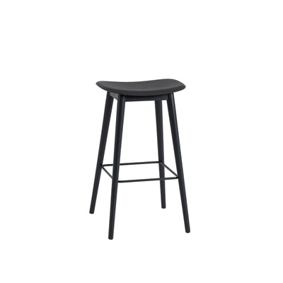muuto fiber bar stool wood base black/black 75cm  available at someday designs. #colour_black