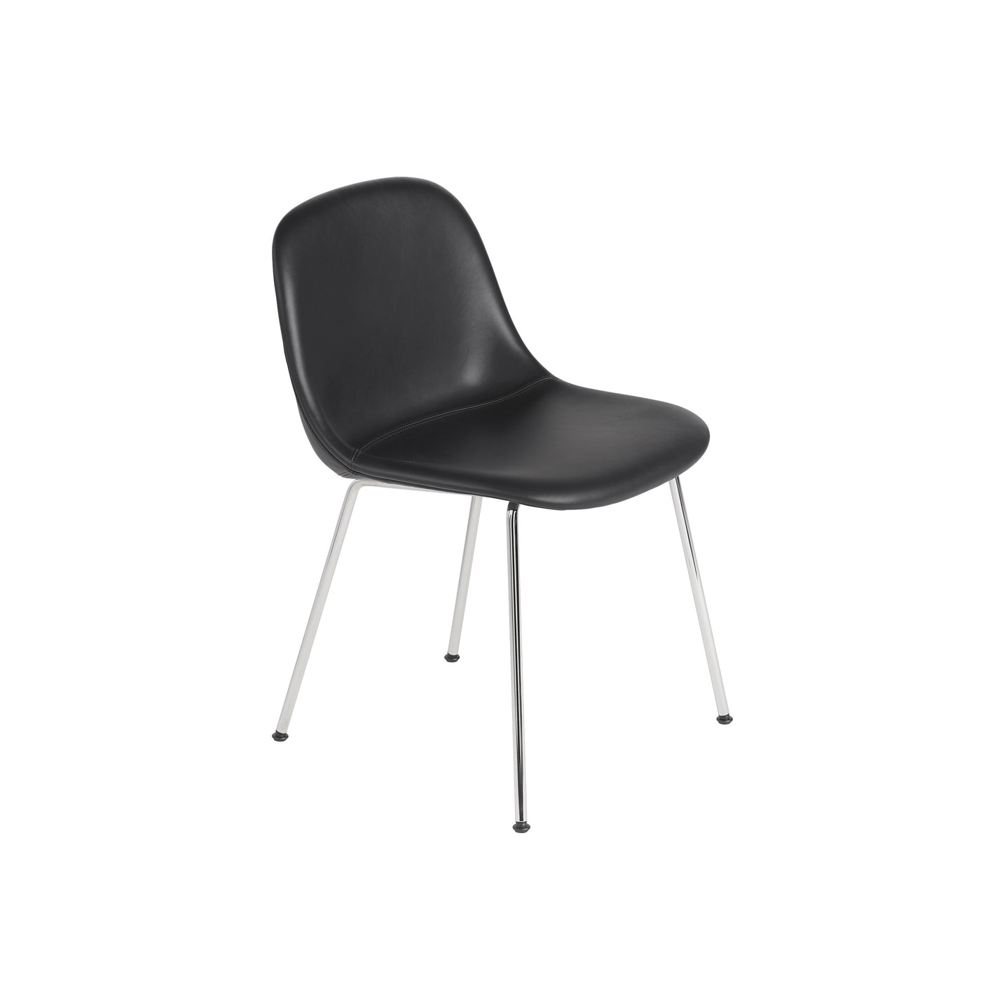Muuto Fiber Side Chair Tube Base. Available from someday designs. #colour_black-refine-leather