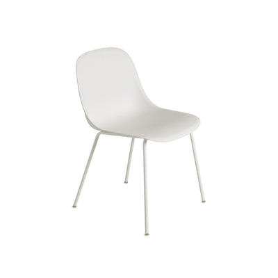 Muuto Fiber Side Chair Tube Base, white seat and legs. Available from someday designs. #colour_white