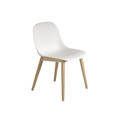 Muuto Fiber Side Chair Wood Base in white and oak, available from someday designs. #colour_white