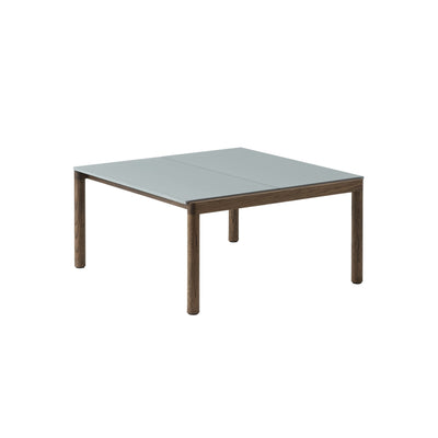 Muuto Couple Coffee Table 2 plain tiles, pale blue with dark oiled oak base. #style_2-plain