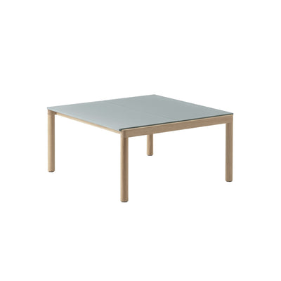 Muuto Couple Coffee Table 2 plain tiles, pale blue with oak base. #style_2-plain