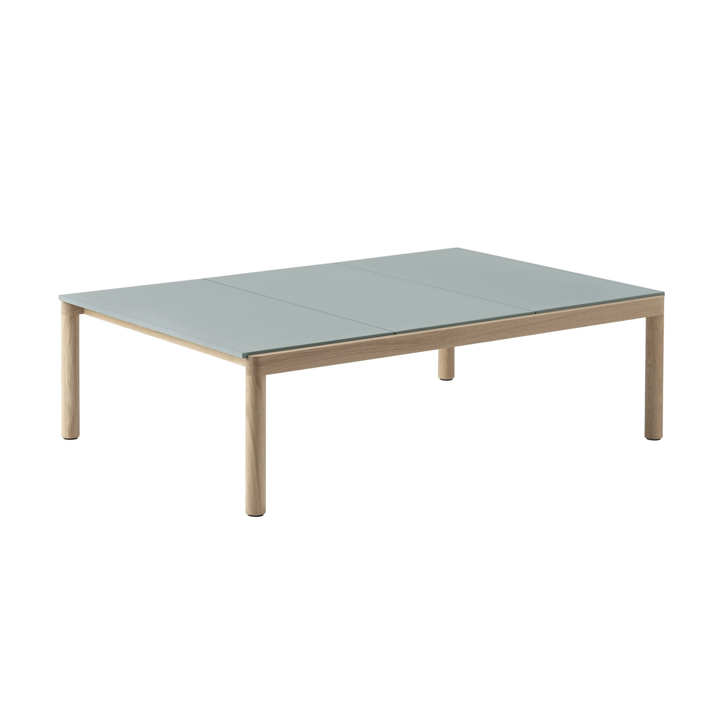 Muuto Couple Coffee Table 3 Plain Tiles, pale blue with oak base. #style_3-plain