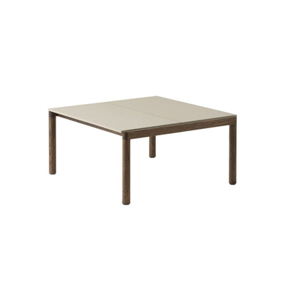 Muuto Couple Coffee Table 2 plain tiles, sand with dark oiled oak base. #style_2-plain