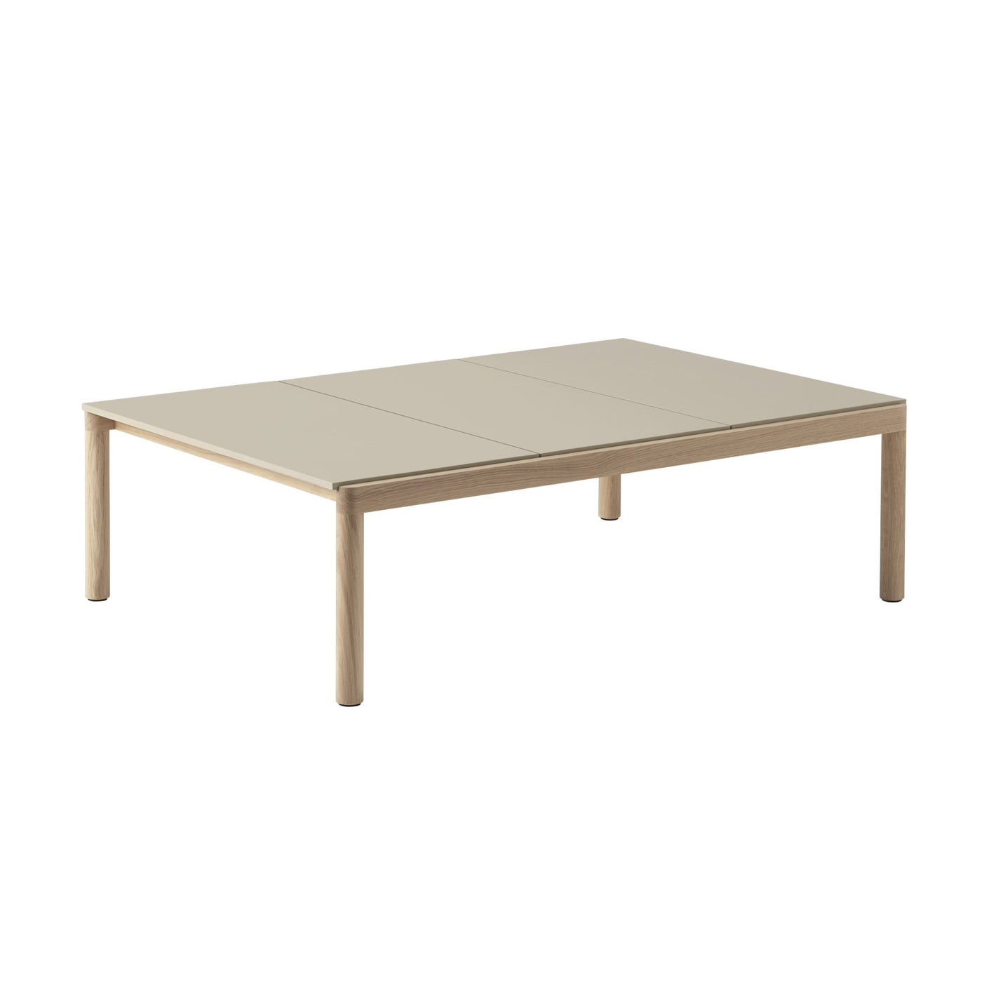 Muuto Couple Coffee Table 3 Plain Tiles, taupe with oak base. #style_3-plain