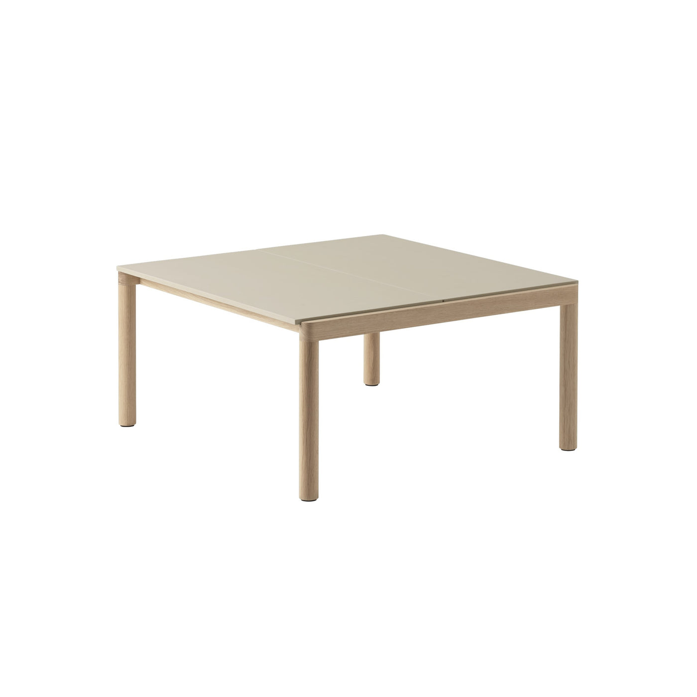 Muuto Couple Coffee Table 2 plain tiles, sand with oak base. #style_2-plain