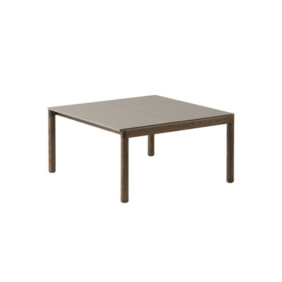 Muuto Couple Coffee Table 2 plain tiles, taupe with dark oiled oak base. #style_2-plain