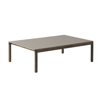 Muuto Couple Coffee Table 3 Plain Tiles, taupe with dark oiled oak base. #style_3-plain