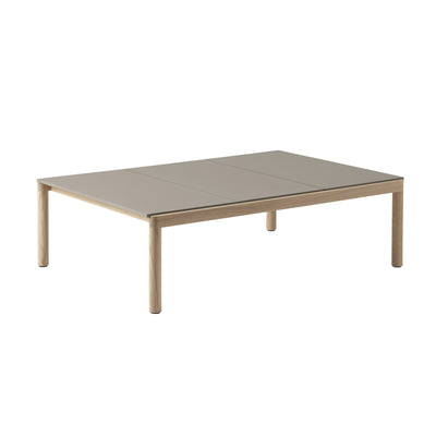 Muuto Couple Coffee Table 3 Plain Tiles, taupe with oak base. #style_3-plain