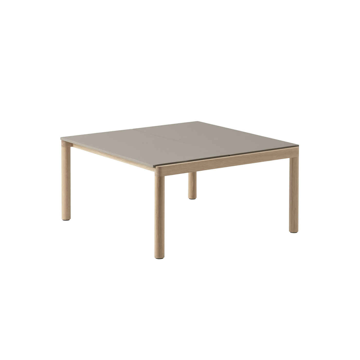 Muuto Couple Coffee Table 2 plain tiles, taupe with oak base. #style_2-plain