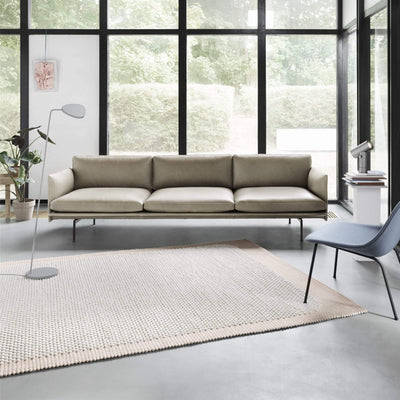 Muuto Outline 3 seater sofa with polished aluminium legs. Available from someday designs. #colour_beige-refine-leather
