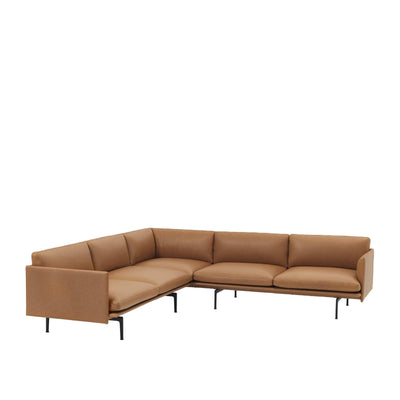 muuto outline corner sofa silk leather cognac available at someday designs