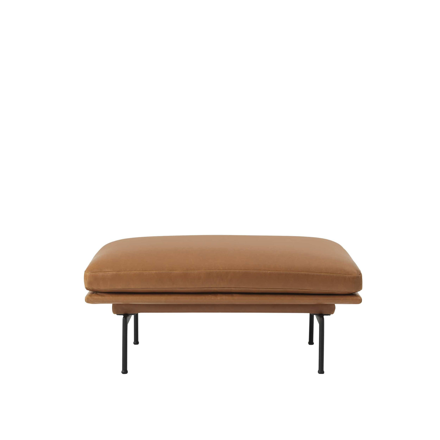 Muuto Outline Pouf in cognac refine leather. made to order from someday designs.