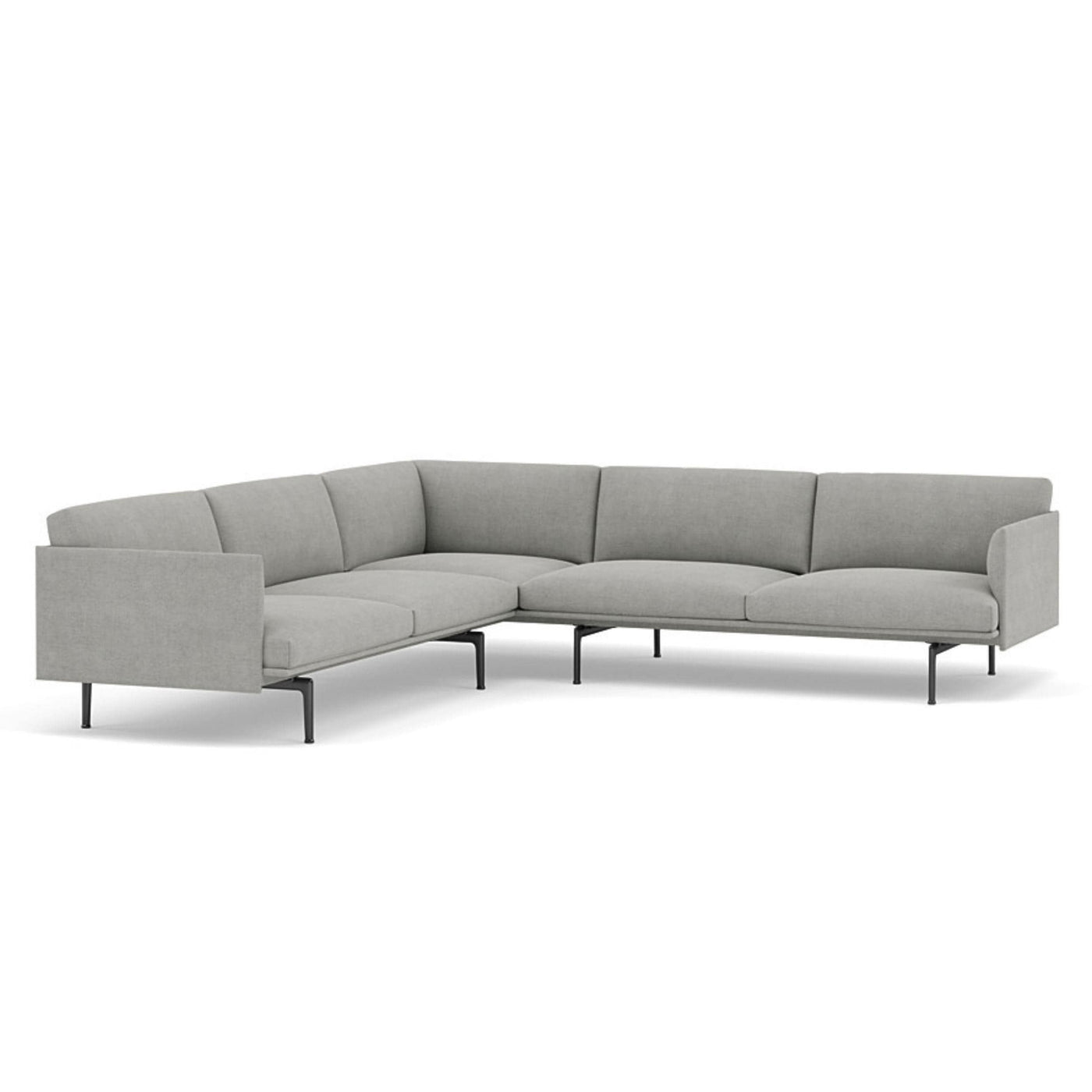 Muuto outline corner sofa in fiord 151 grey fabric and black legs. Made to order from someday designs. #colour_fiord-151
