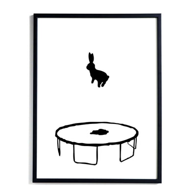 HAM bouncing rabbit art print. Black & white, minimalist artwork. Gift idea under £50 for kids and grown ups. Shop online at someday designs