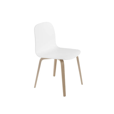 Muuto Visu chair wood base in white and oak. A modern dining chair available to buy from someday designs . #colour_white-oak