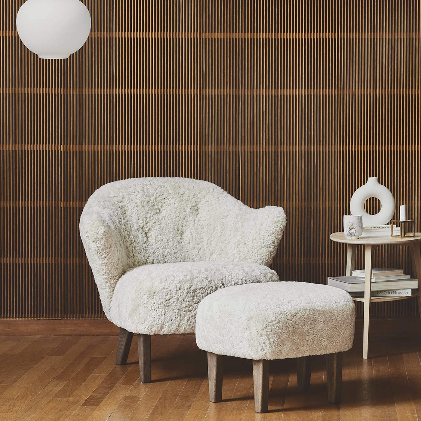 by Lassen Ingeborg armchair in sheepskin. Made to order from someday designs