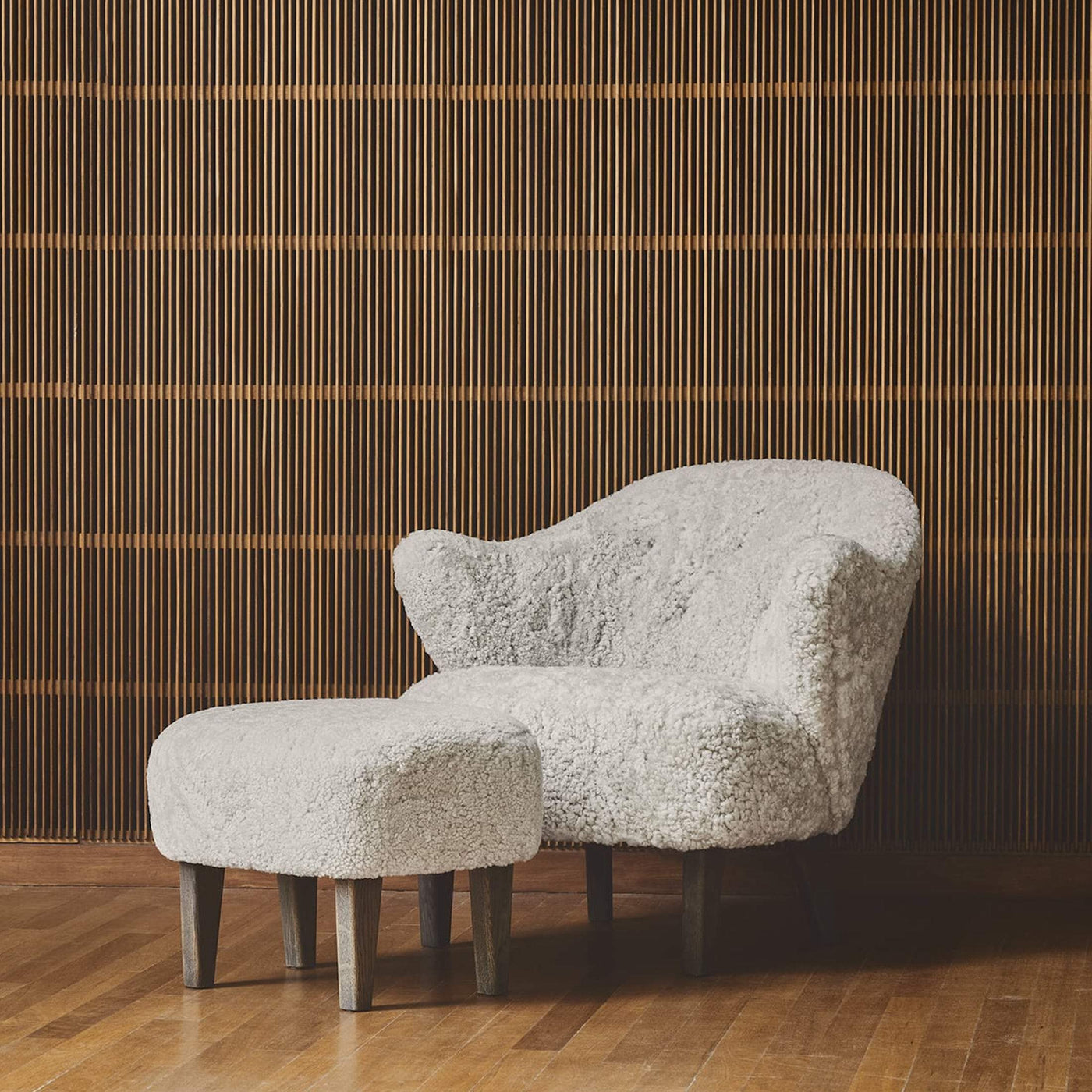 by Lassen Ingeborg armchair in sheepskin. Made to order from someday designs