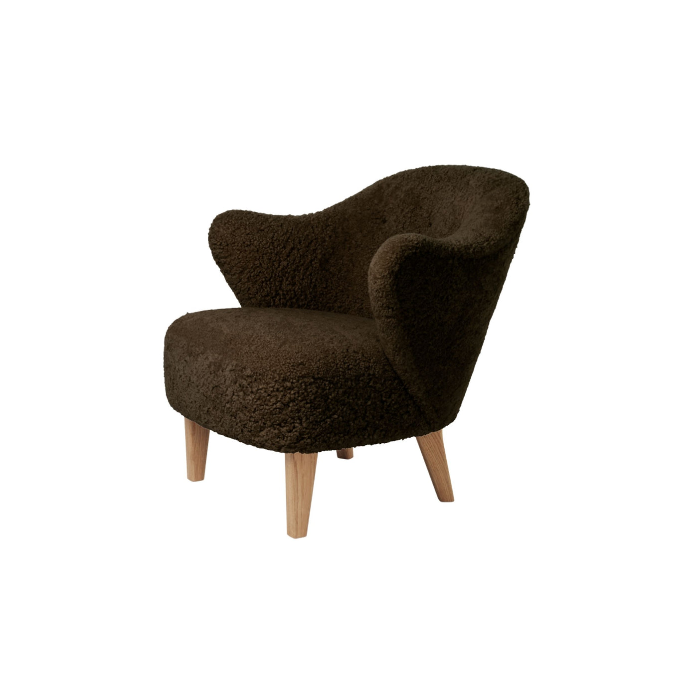 by Lassen Ingeborg Chair with natural oak legs. #colour_sheepskin-espresso