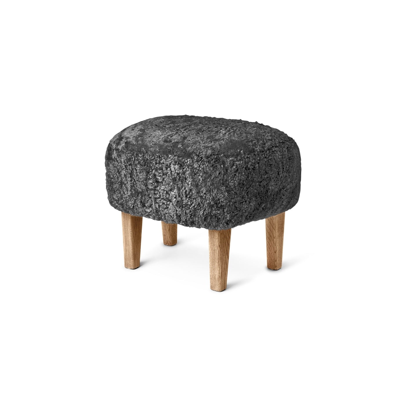 by Lassen Ingeborg footstool with natural oak legs. #colour_sheepskin-anthracite