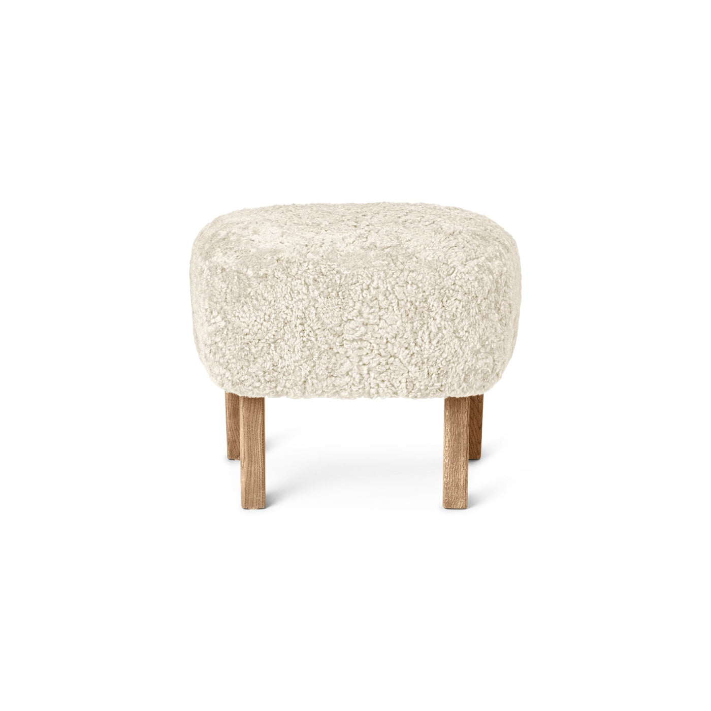 by Lassen Ingeborg footstool with natural oak legs. #colour_sheepskin-off-white