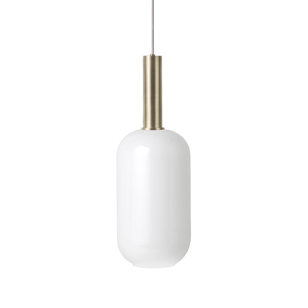 ferm living collect lighting with socket pendant high in brass and opal shade tall, available from someday designs. #shape_tall