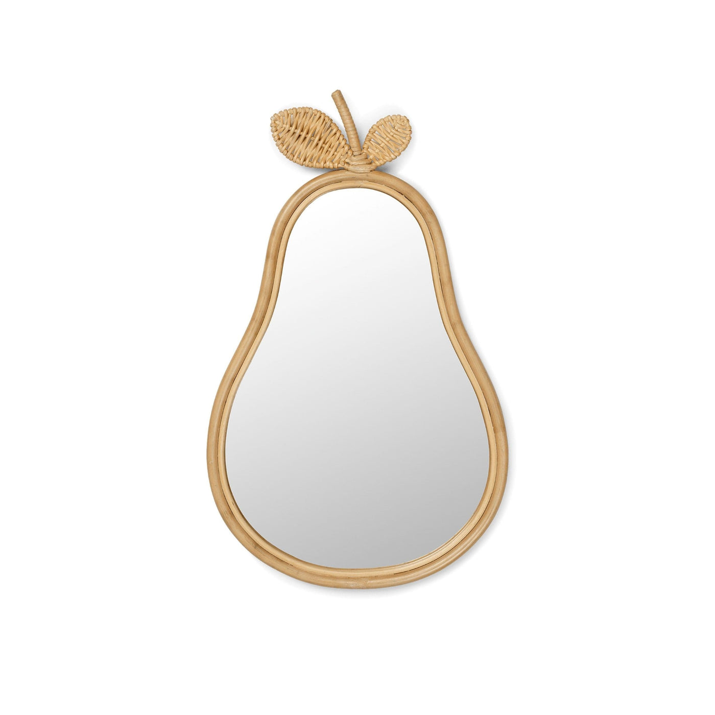 Ferm Livings petite pear mirror has a bamboo & rattan frame. Bring a natural & playful touch to a kids bedroom. Free UK delivery from someday designs. 