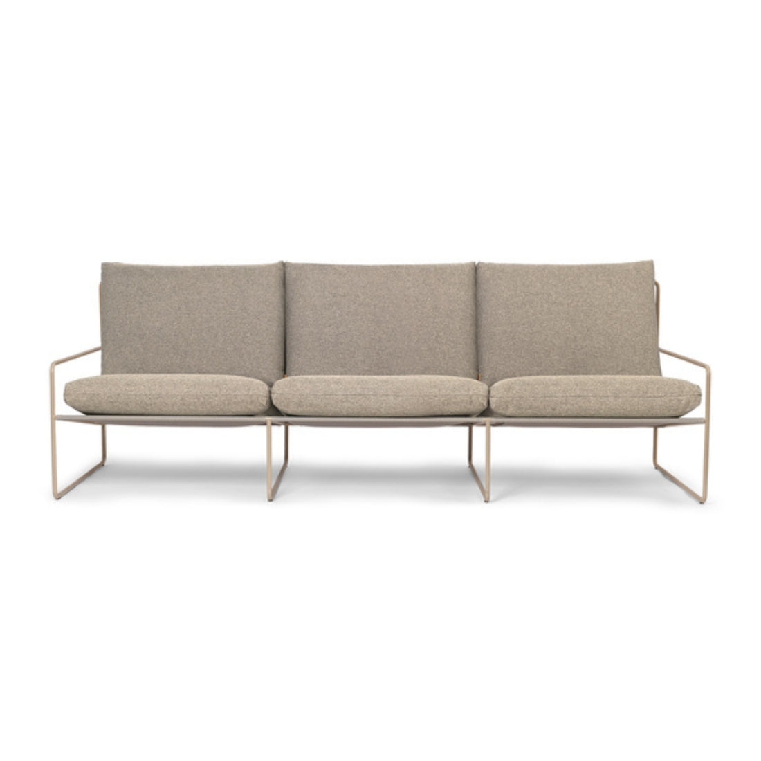 ferm LIVING Desert 3 seater sofa with a cashmere frame. #colour_dolce-dark-sand