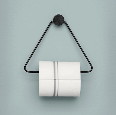 black toilet paper holder by Ferm Living with stylish toilet paper