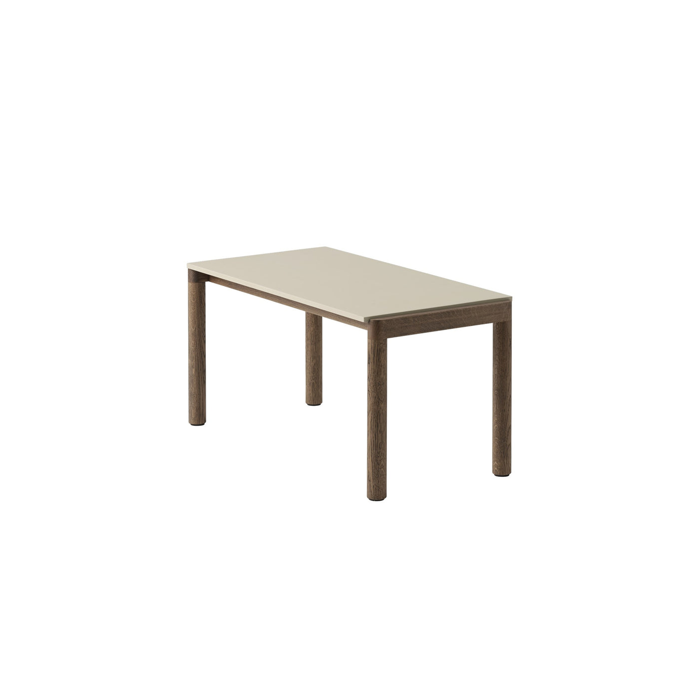 Muuto Couple Coffee Table 1 plain Tile, sand with dark oiled oak base. #style_1-plain