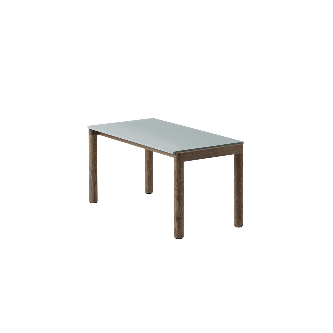 Muuto Couple Coffee Table 1 Plain Tile, Pale Blue with dark oiled oak base. #style_1-plain