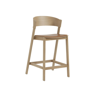 Muuto Cover counter stool 65cm. Shop online at someday designs. #colour_cognac-refine-leather-oak